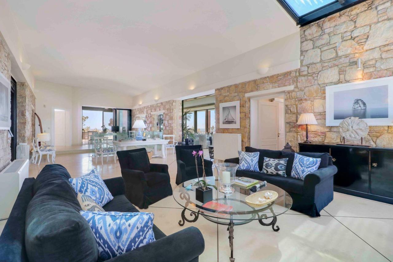 Black Diamond Beachfront Pool Villa Pasithea In Sounio, Athens Sounion Bagian luar foto