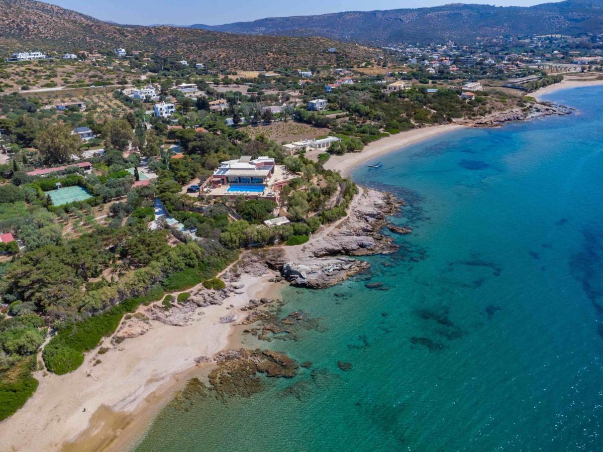 Black Diamond Beachfront Pool Villa Pasithea In Sounio, Athens Sounion Bagian luar foto