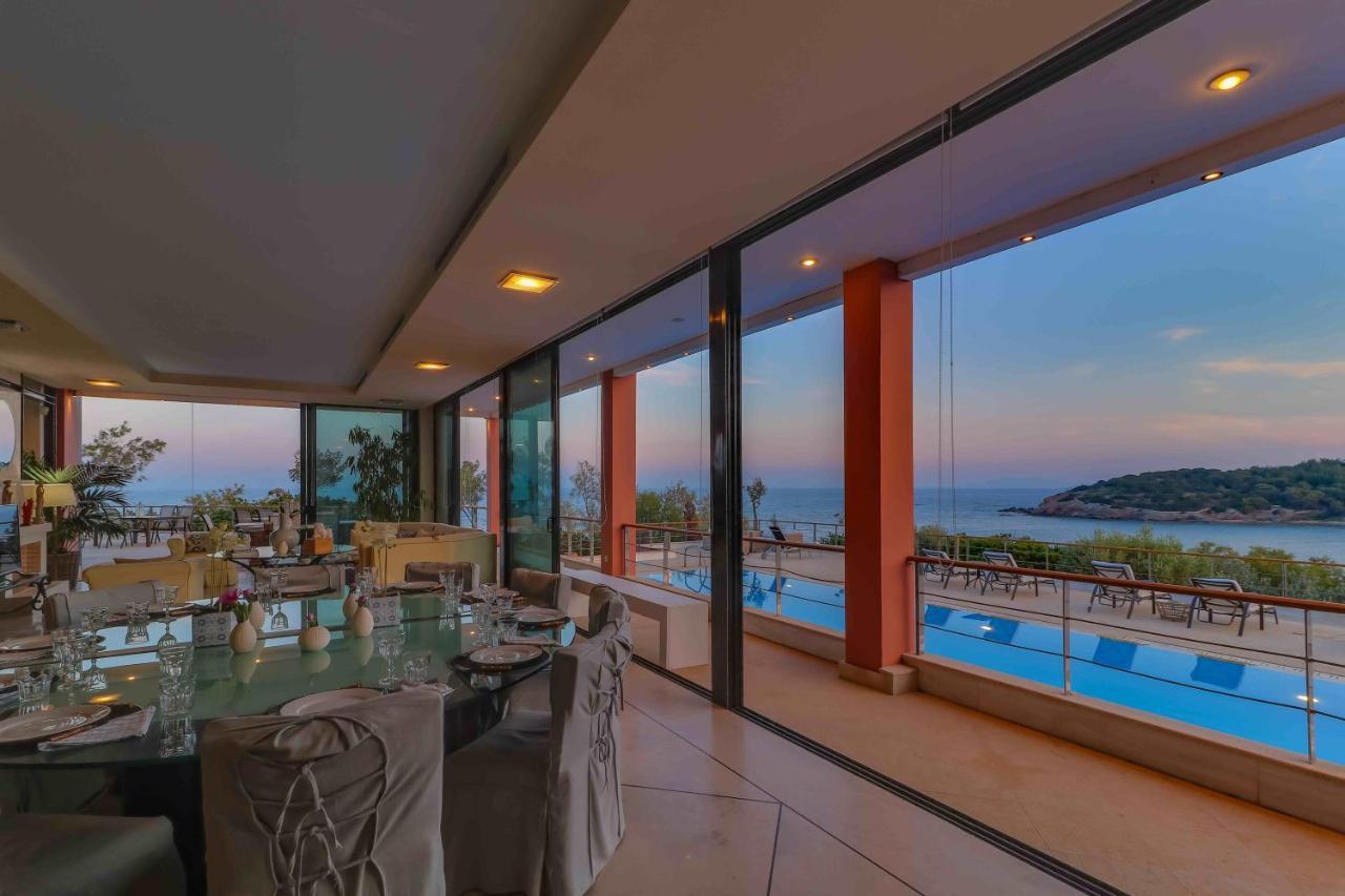 Black Diamond Beachfront Pool Villa Pasithea In Sounio, Athens Sounion Bagian luar foto